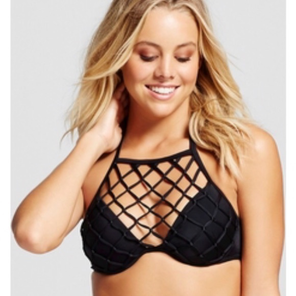 Xhilaration Other - Strappy knot Black halter bikini top size 34D